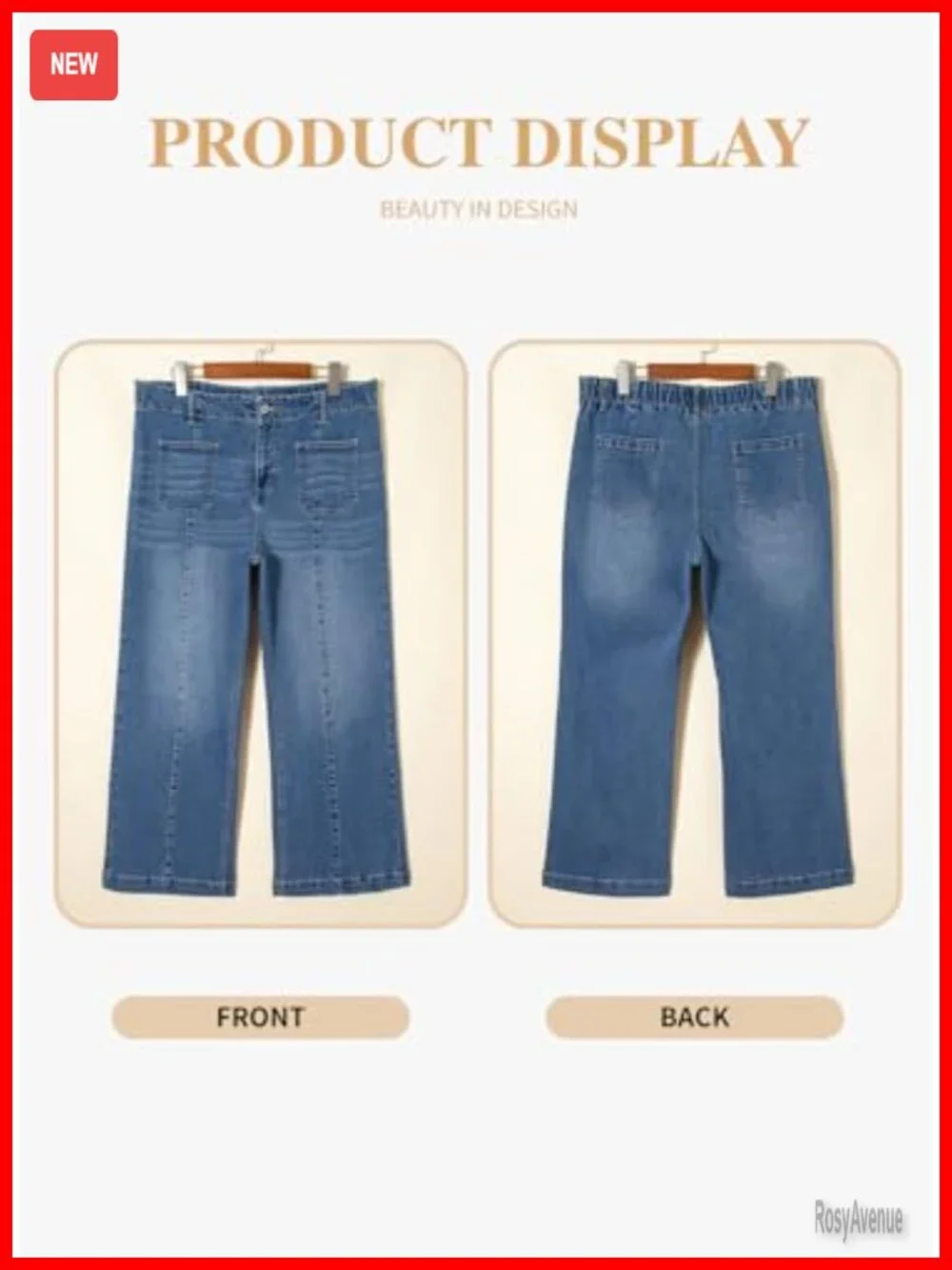 Plus Size Wide Leg Jeans Stretchy Denim Elastic Waist Side Pockets Daily Wear
